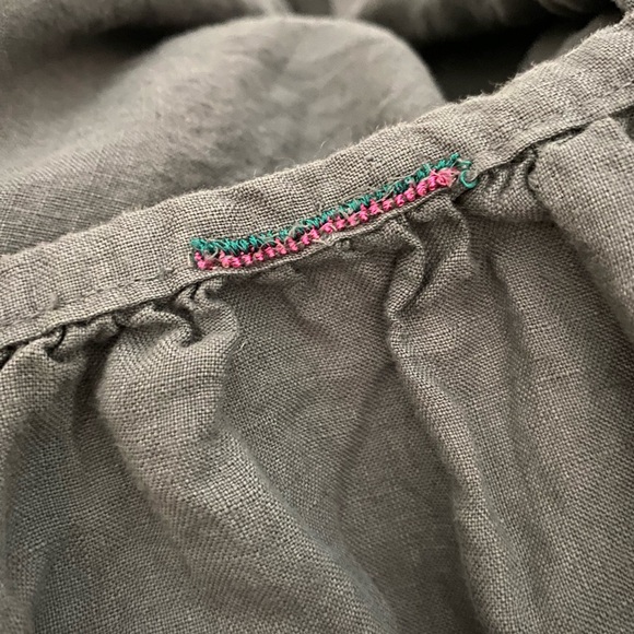 Johnny Was XL Dress Embroidered Linen Half Sleeve V-Neck Tie Pockets NO TAG - Picture 15 of 15